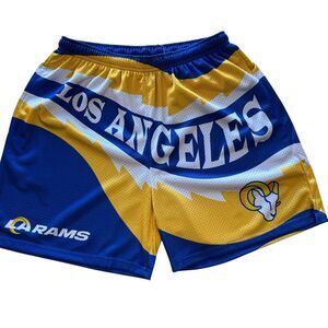 NFL Chalk Line Los Angeles Rams Saw Blade Retro Mesh Shorts Drawstring Med New